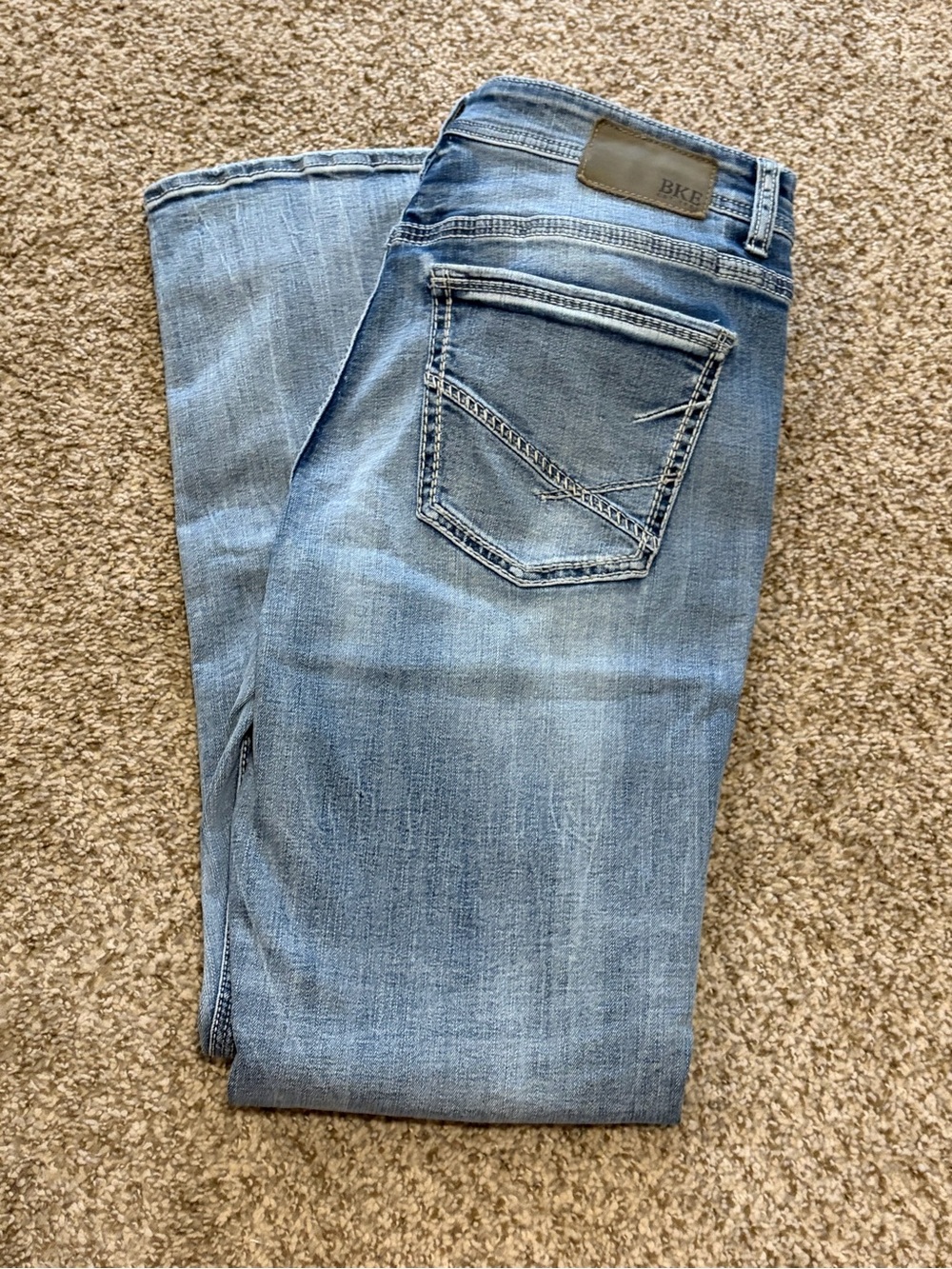 BKE Alec Mens 34x32 Stretch Jeans Embroidered Western Distressed Medium Wash